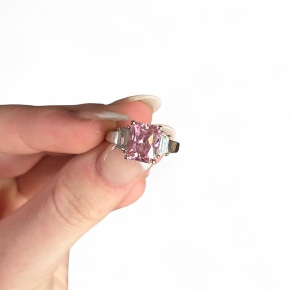 Elegant Pink diamond sterling Silver Ring